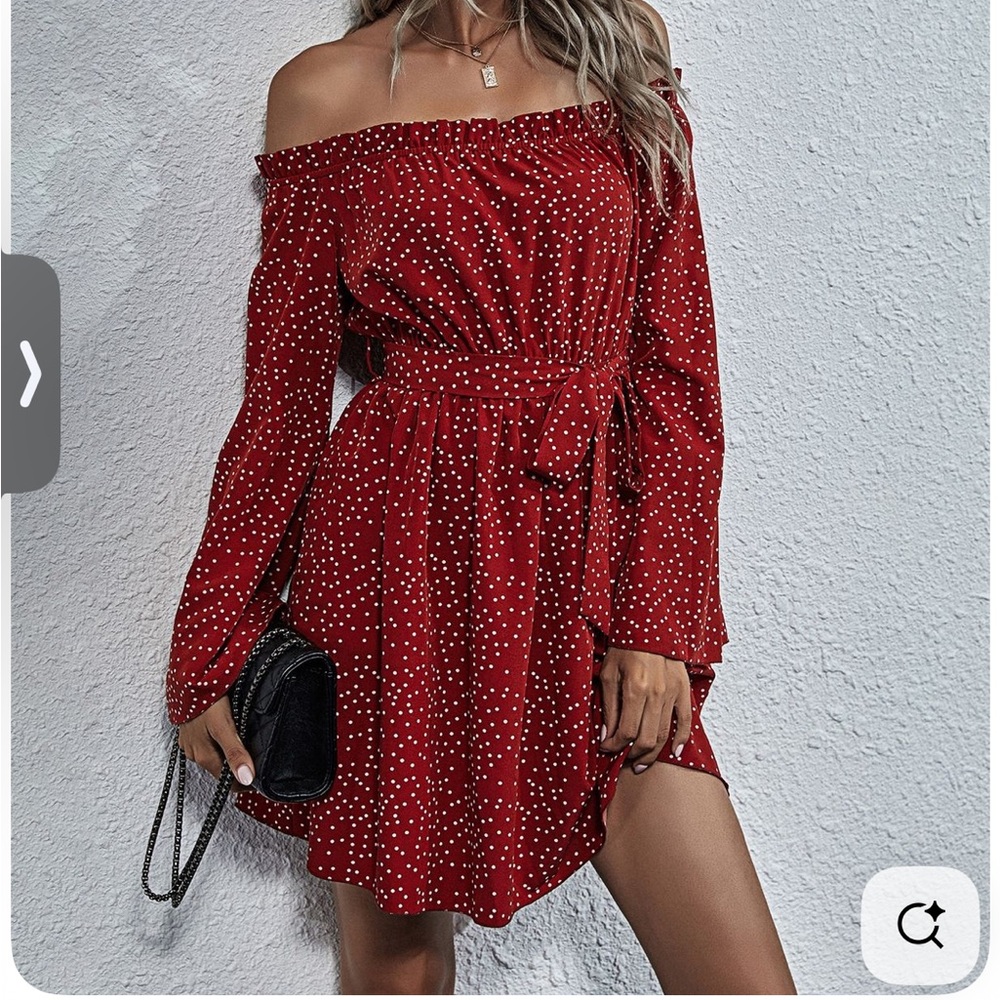 Elegant Red Polka Dot Dress
